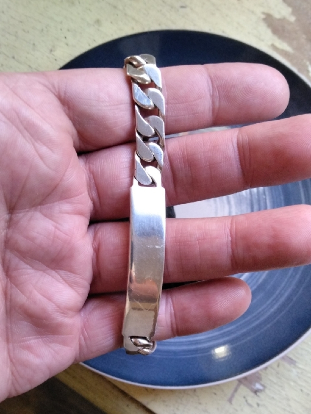 Men's Silver-Tone ID Bracelet - Polished Chain Link - Picture 2 of 5